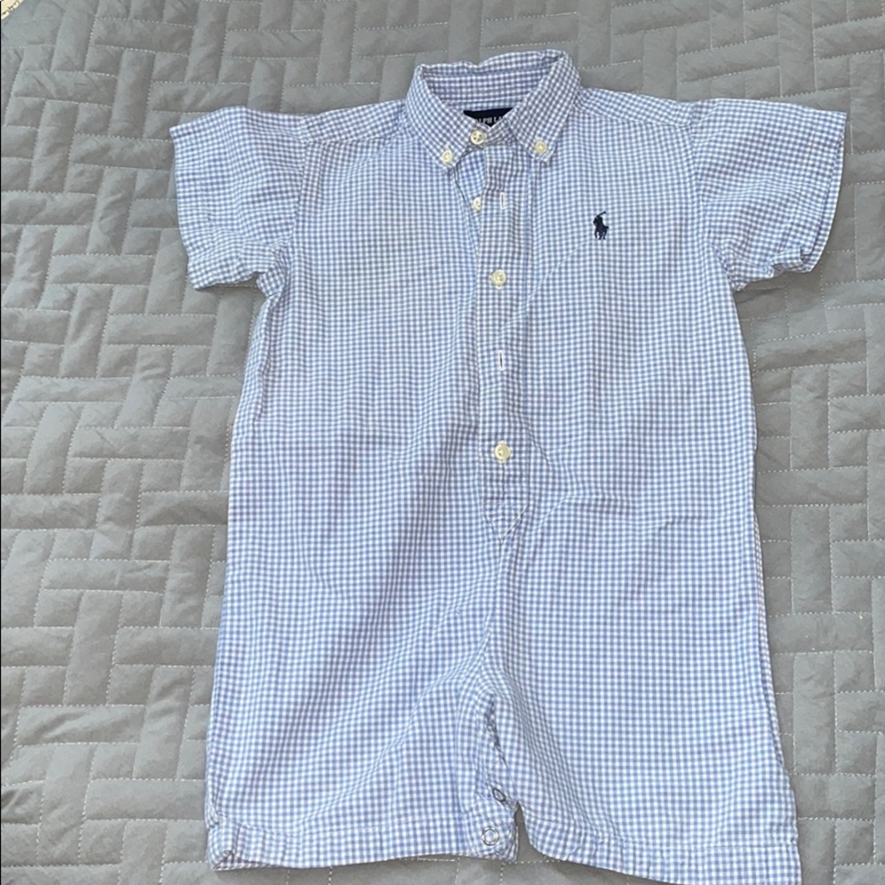 Ralph Lauren Blue and White Collared Shortall